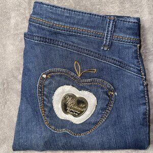 Apple Bottoms Bootcut Low-Rise Denim Jeans Women's 9/10 32x33 Gold Y2K VTG Glam